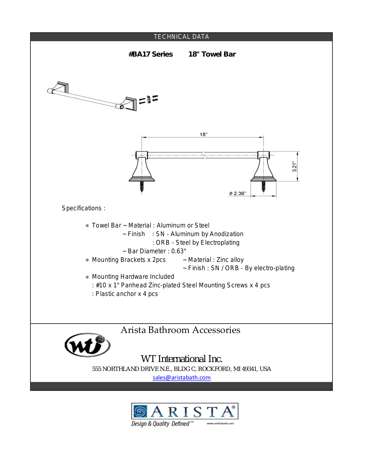 ARISTA WTIN1049 Specifications - ManualMachine.com