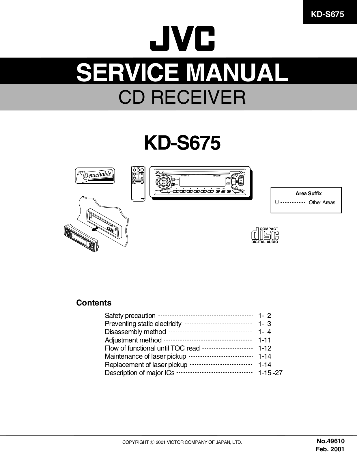 JVC KD-S675 Service manual