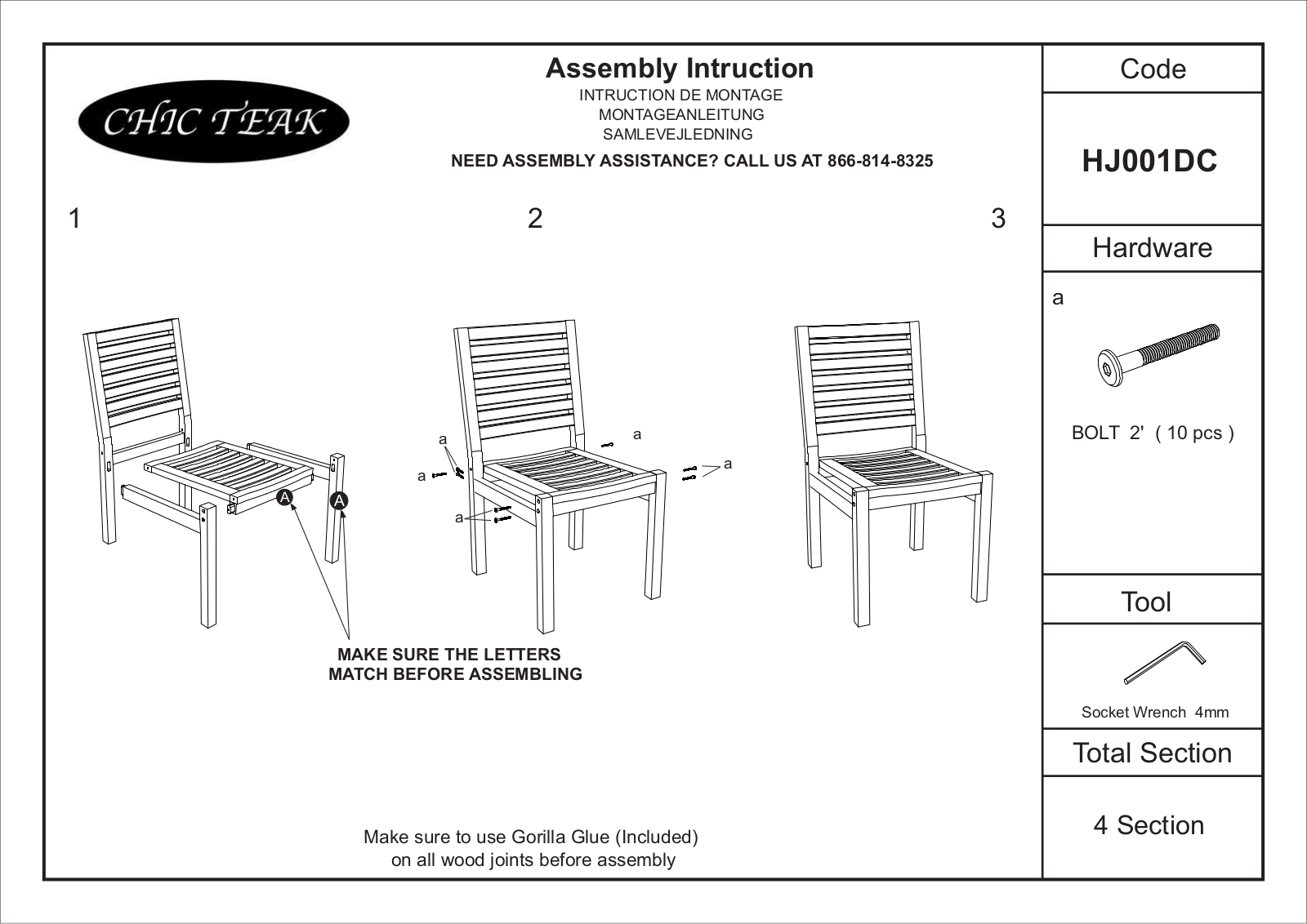 Chic Teak CCTK1025 Installation & Assembly - ManualMachine.com