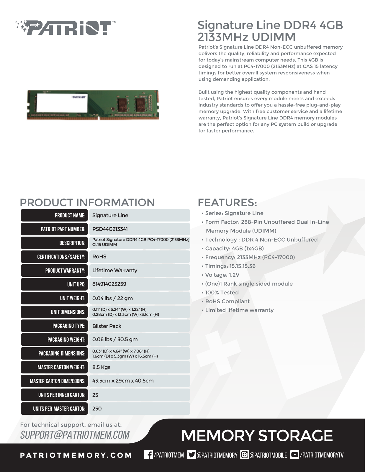 Patriot PSD44G213341 User Manual