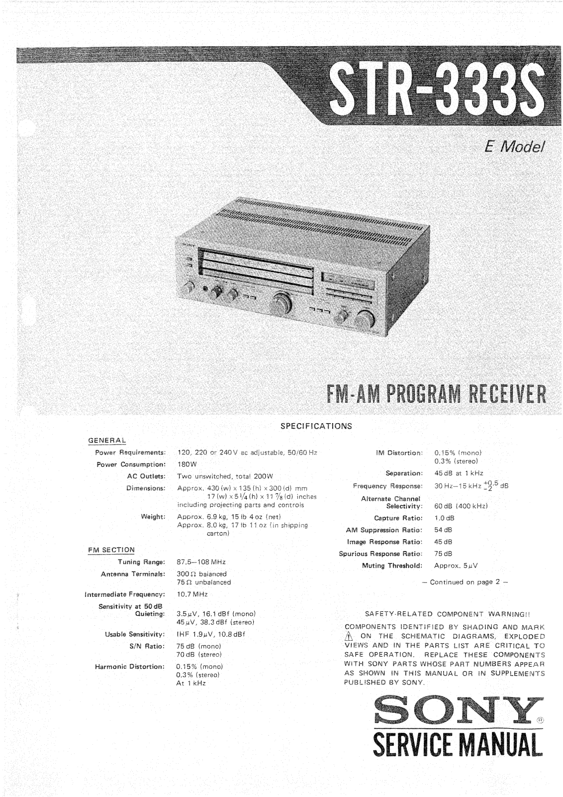 Sony STR 333S Service Manual