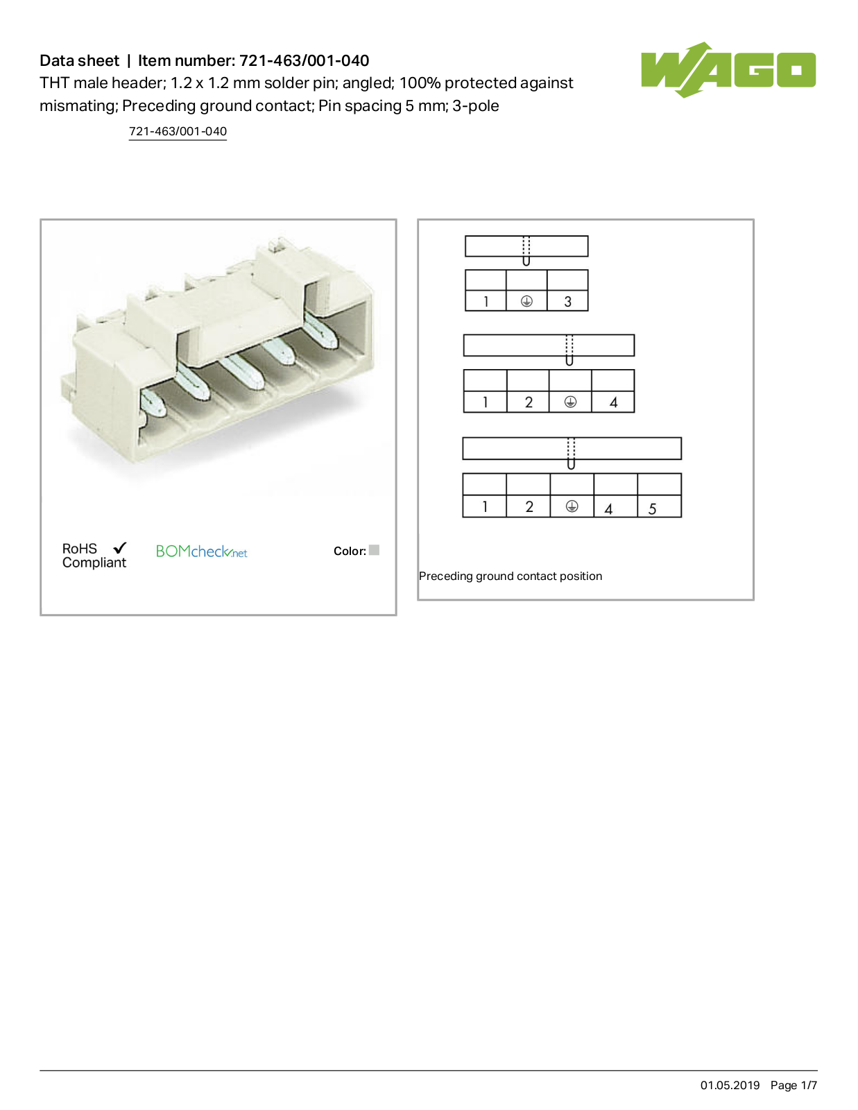 Wago 721-463/001-040 Data Sheet