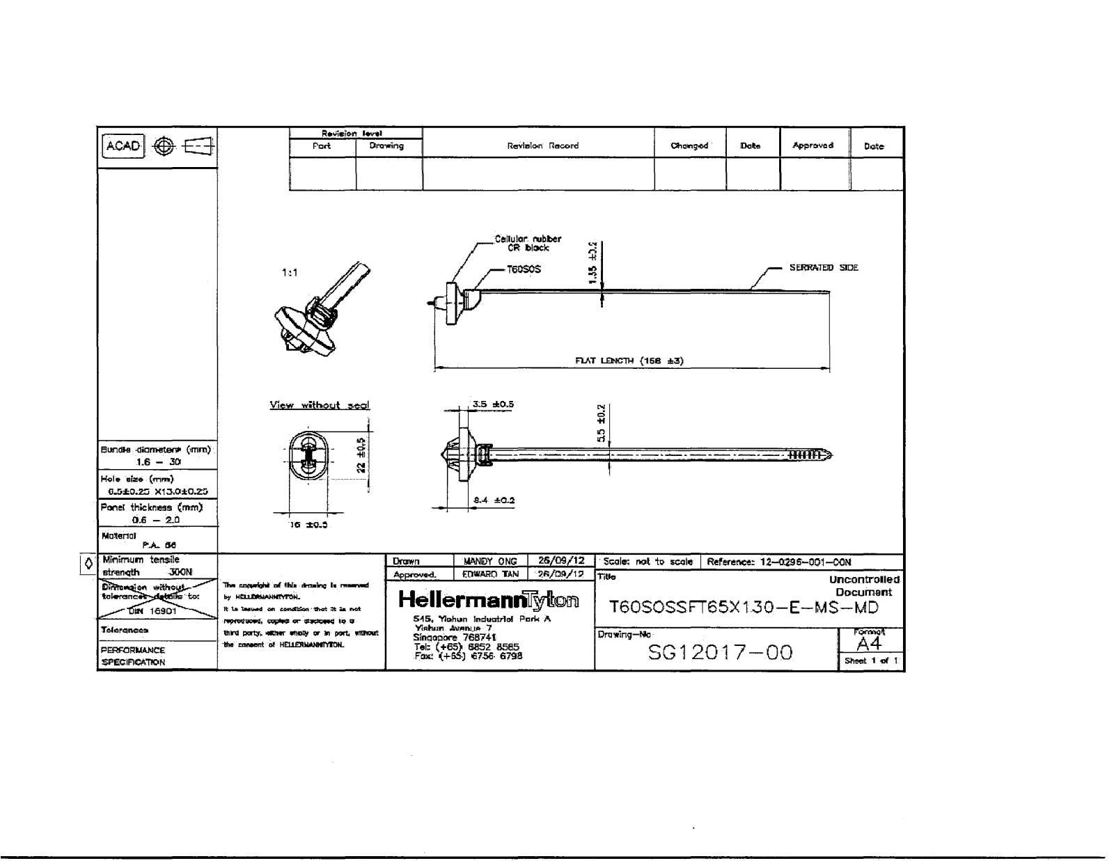 HellermannTyton T60S0SSFT65X 130-E-MS-MD Reference Drawing - ManualMachine.com