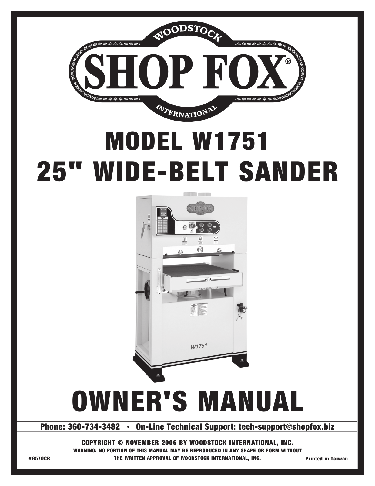 Shop fox W1751 User Manual