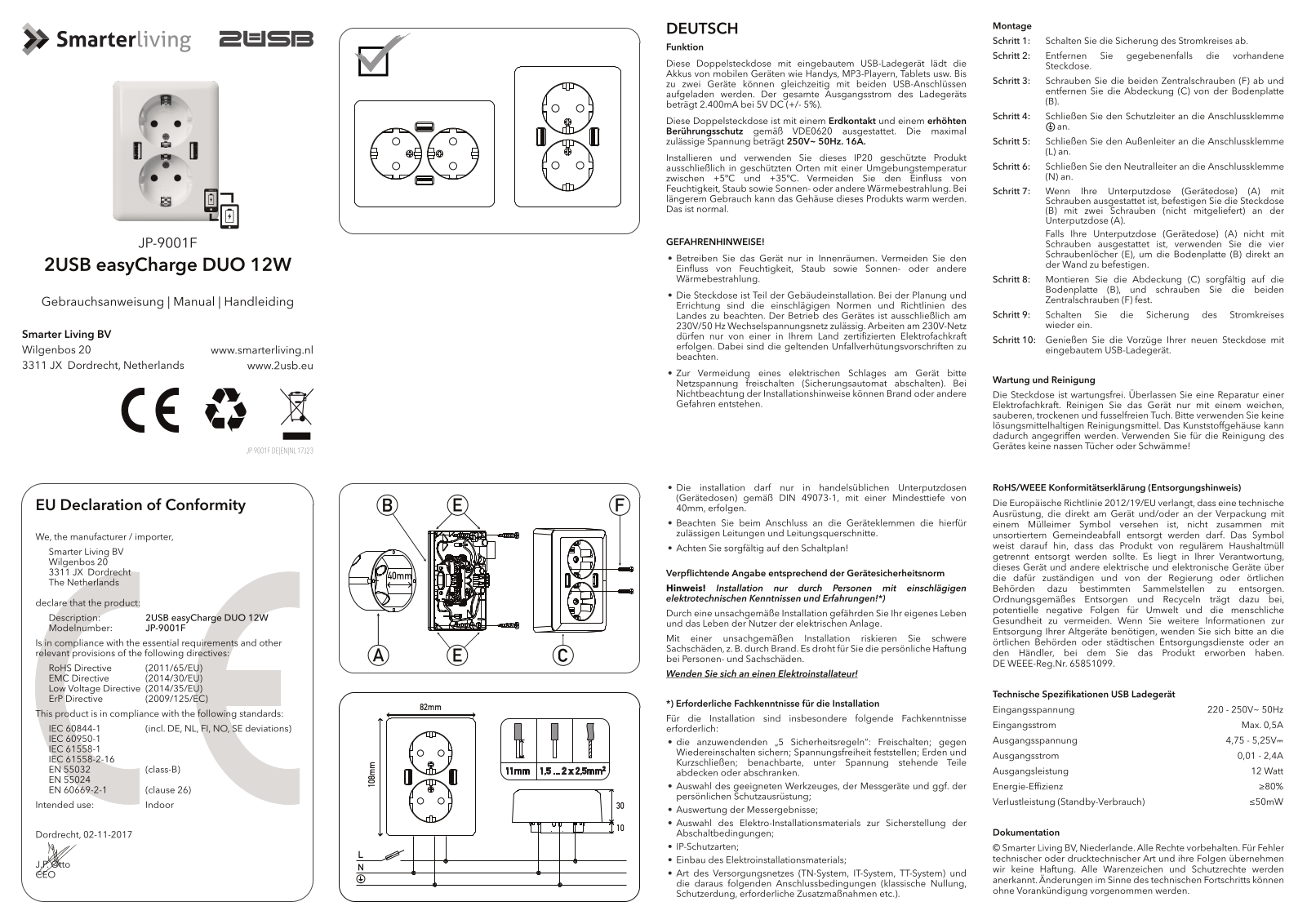 2USB JP-9001F, easyCharge Duo 12W User guide