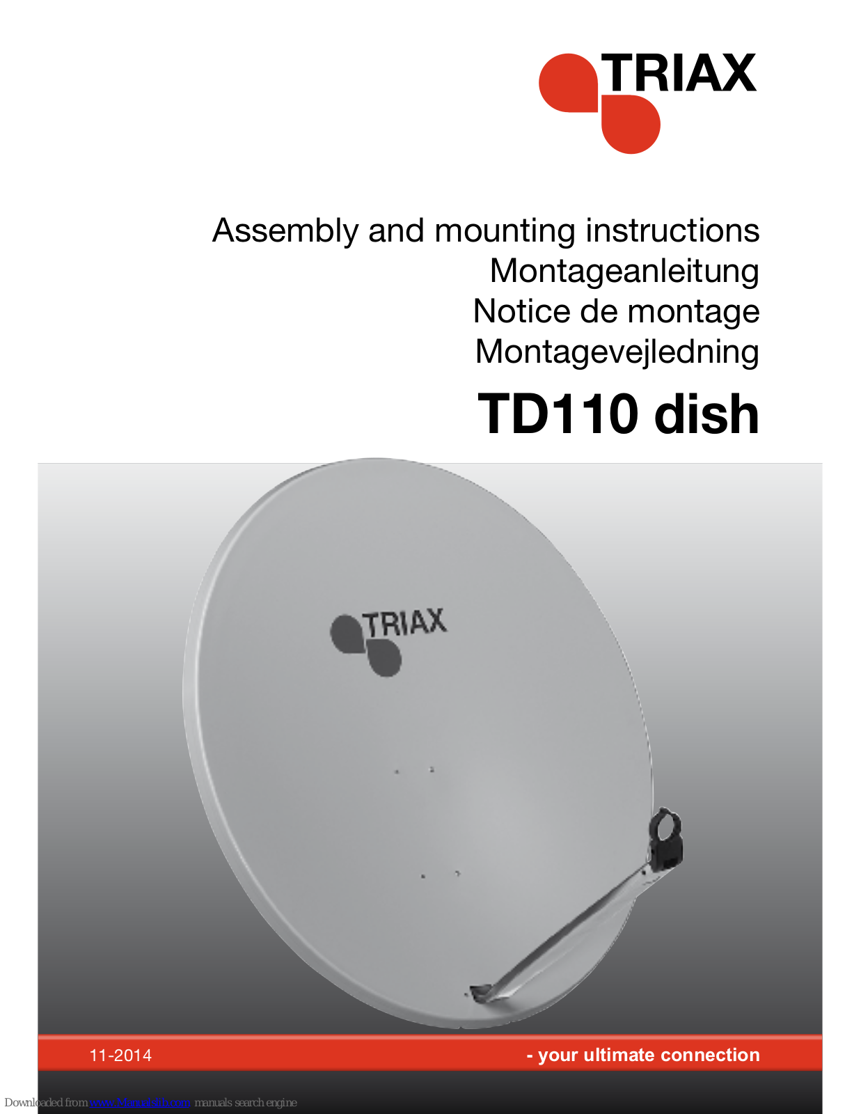 Triax TD110 dish Assembly And Mounting Instructions