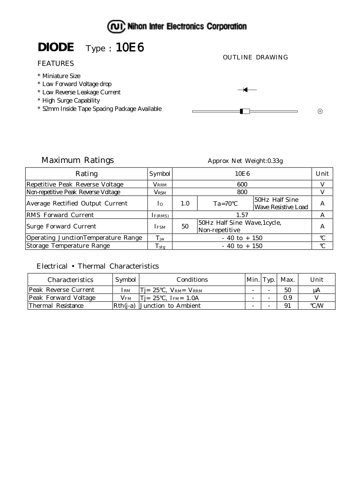 NIHON 10E6 Datasheet