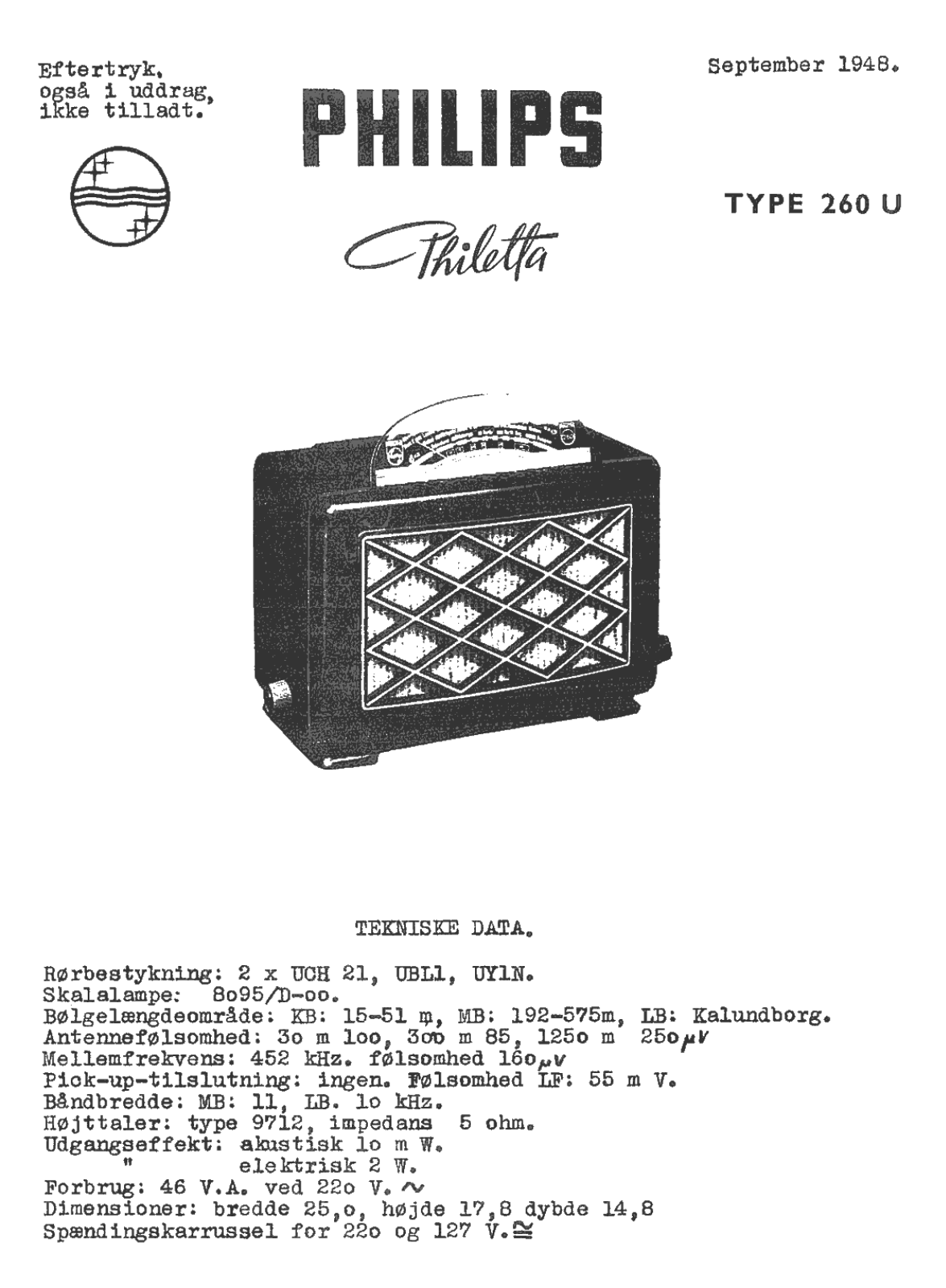 Philips 260-U Service Manual