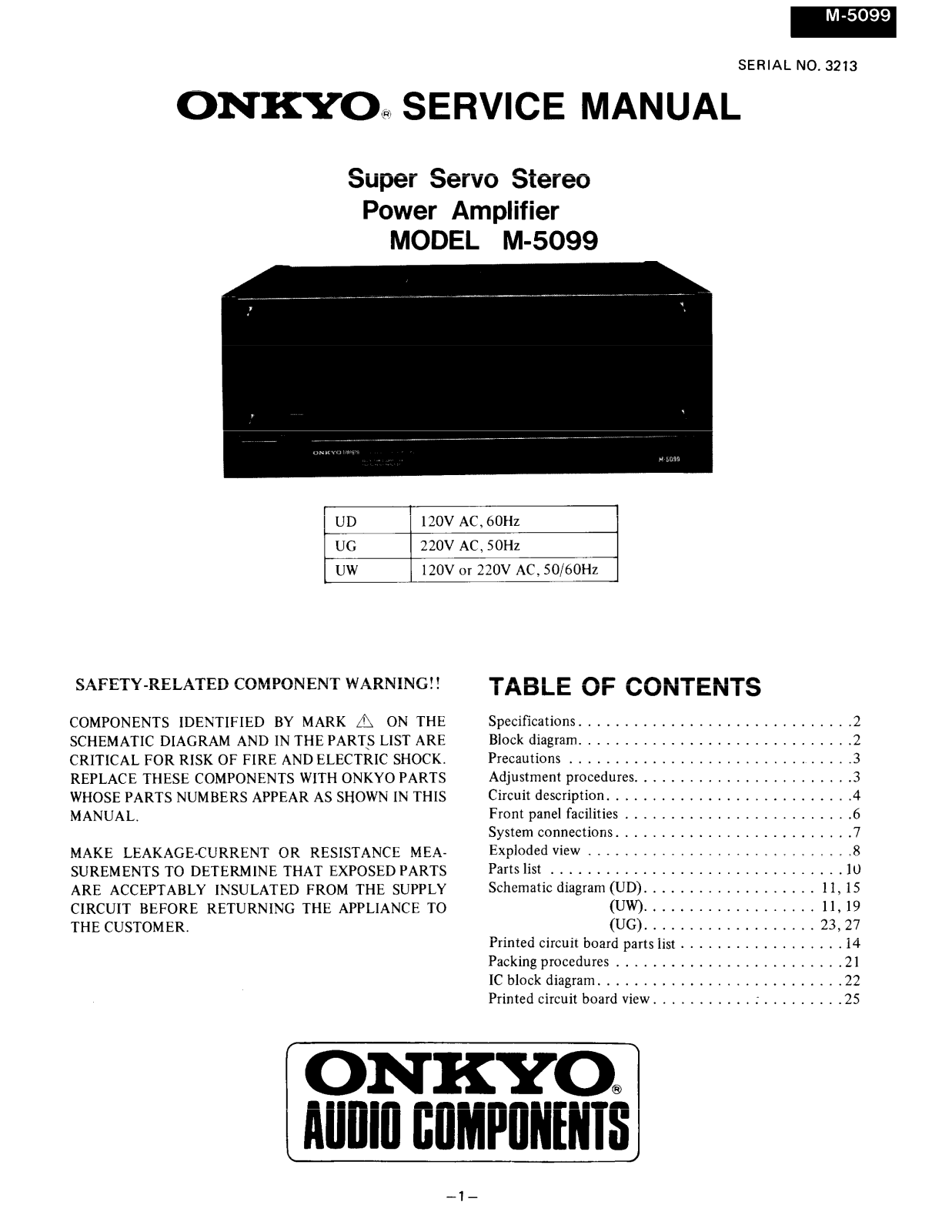 Onkyo M-5090 Service manual
