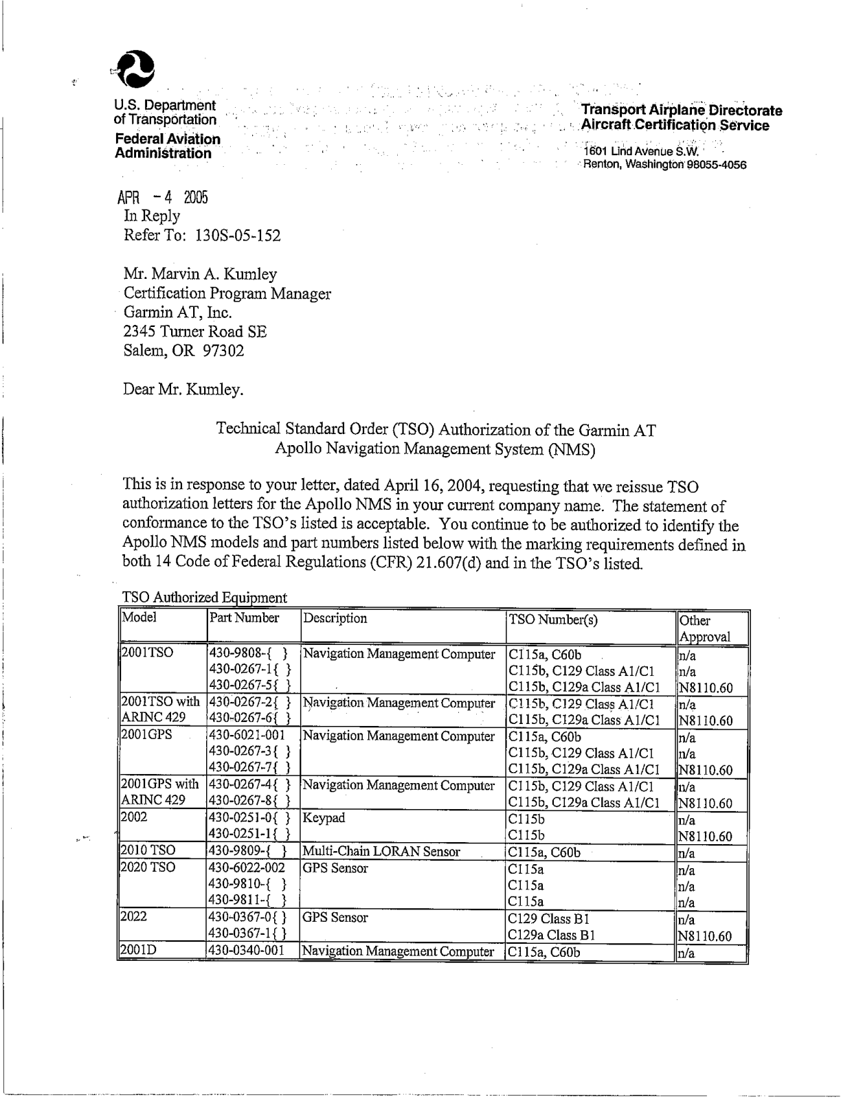 Garmin NMC 2001, NMC 2101, 2001tso, 2001gps, 2002 Release Note