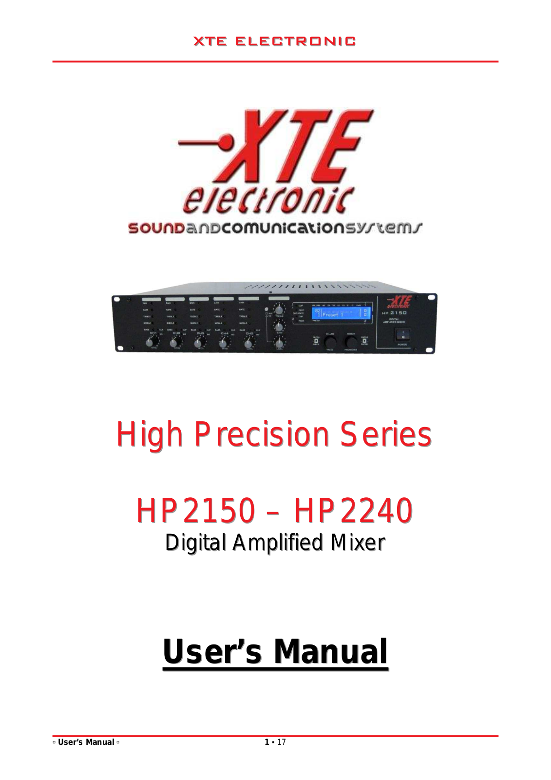 XTE Electronic HP2150, HP2240 User Manual - ManualMachine.com