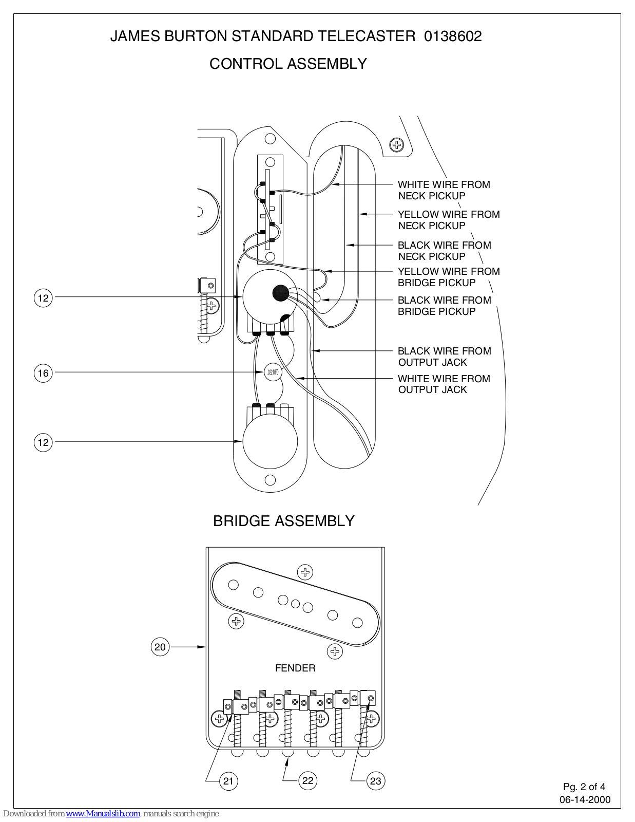 Fender James Burton Standard Telecaster, 138602 Diagram