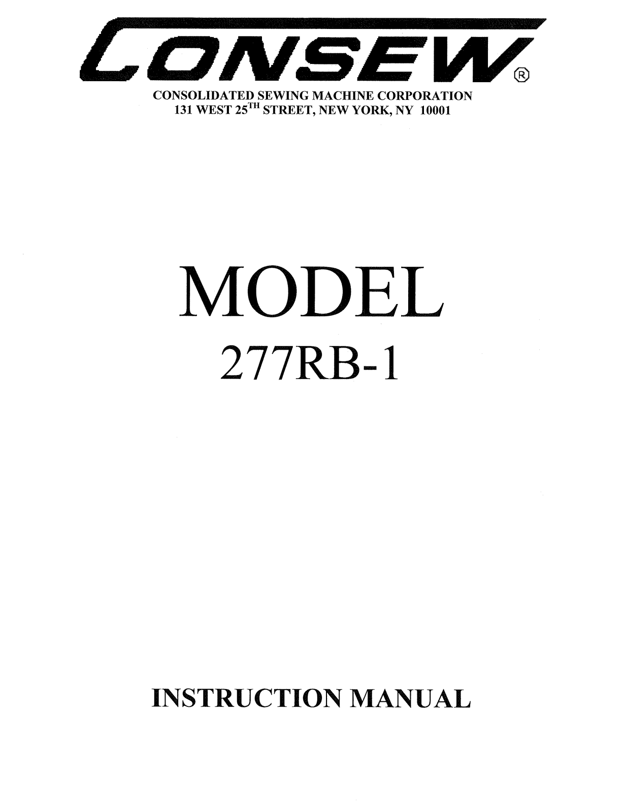 Consew 277RB-1 Instruction Manual