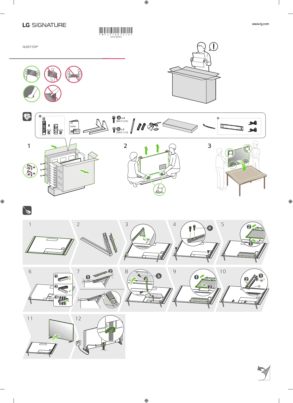 LG OLED77ZXPVA Abridged Installation Guide