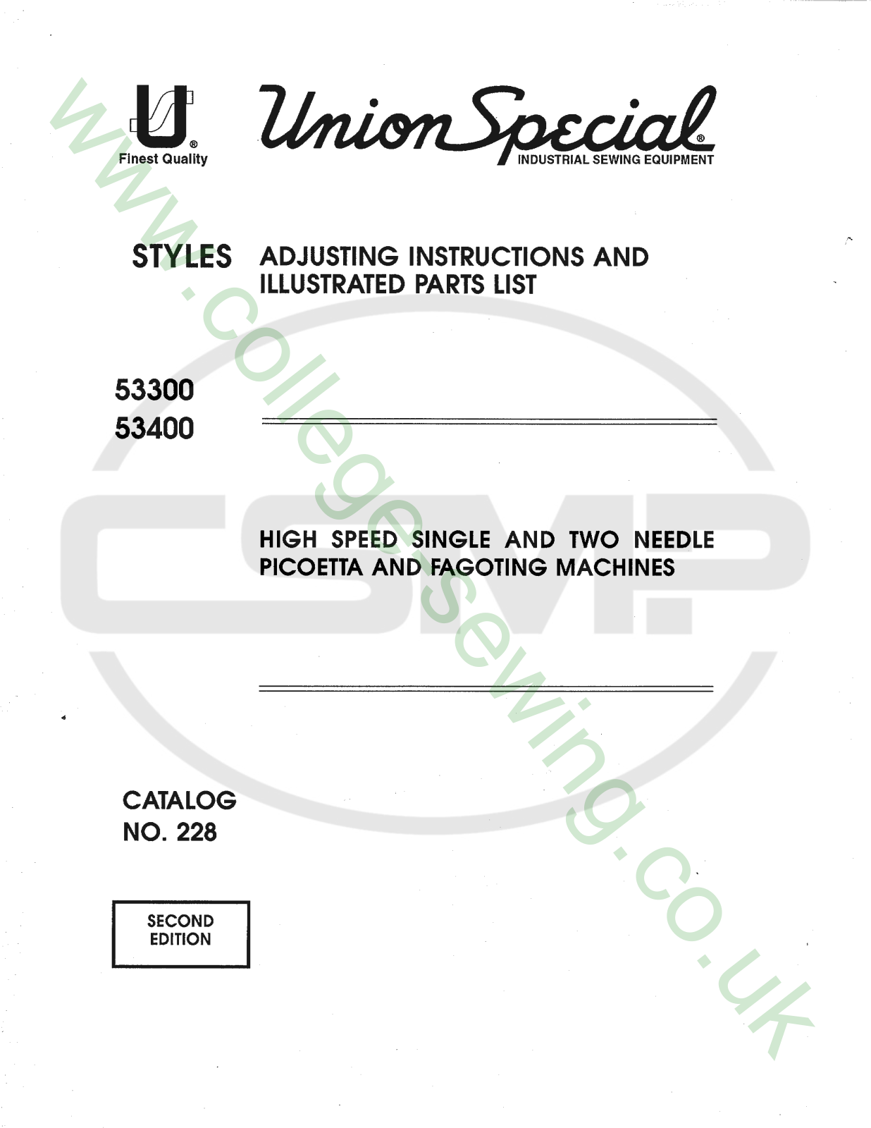 Union Special 228 Parts Book