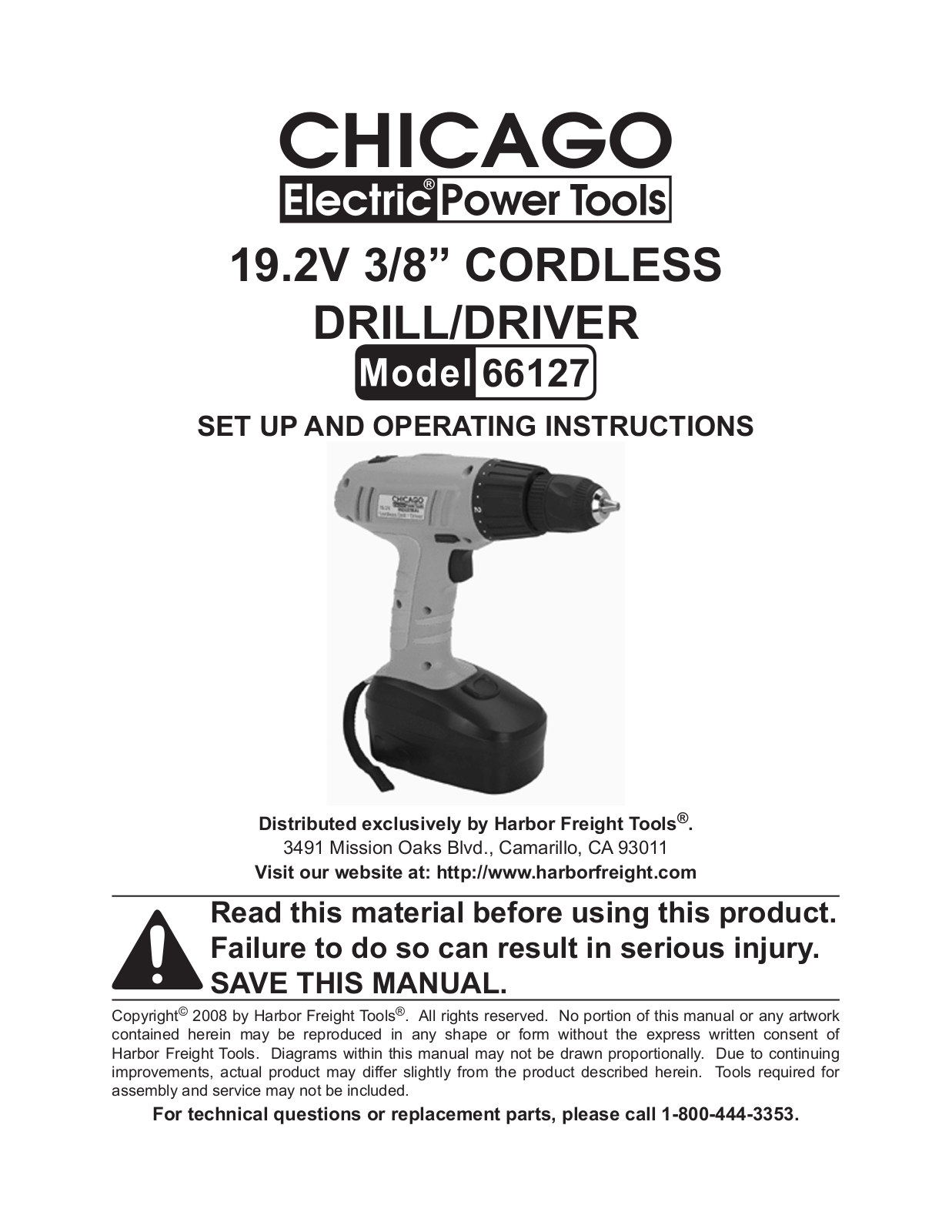 Chicago Electric 66127 User Manual