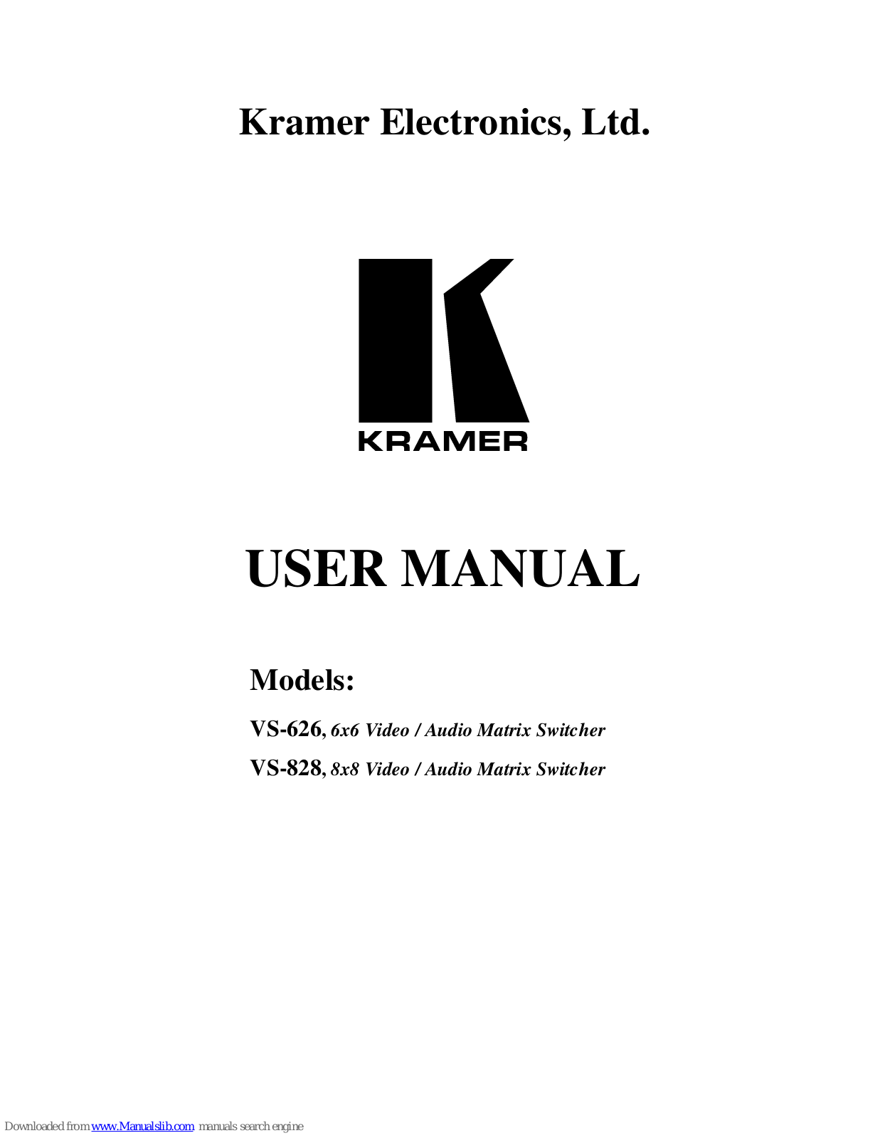 Kramer VS-626, VS-828 User Manual