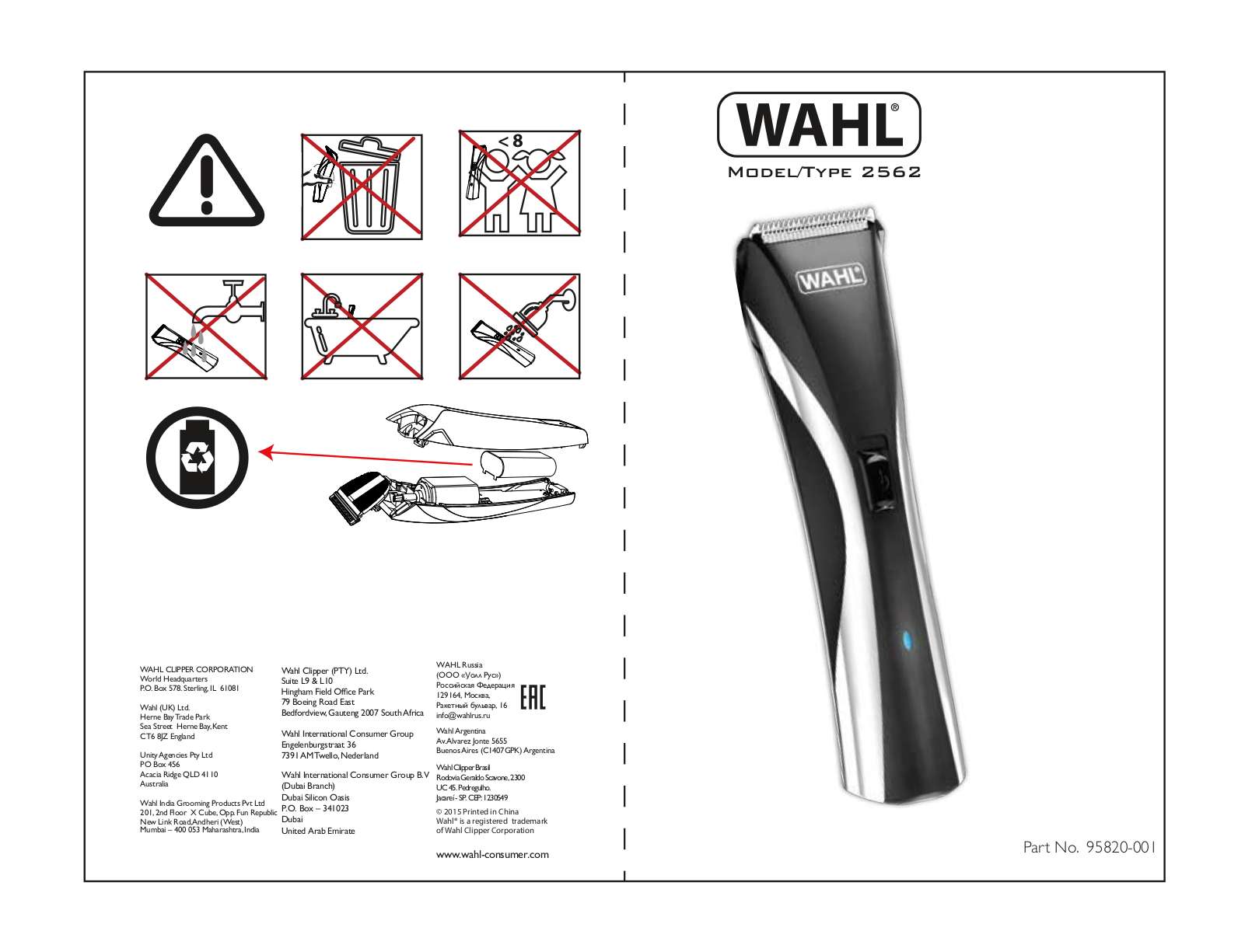 Wahl 2562 User Manual