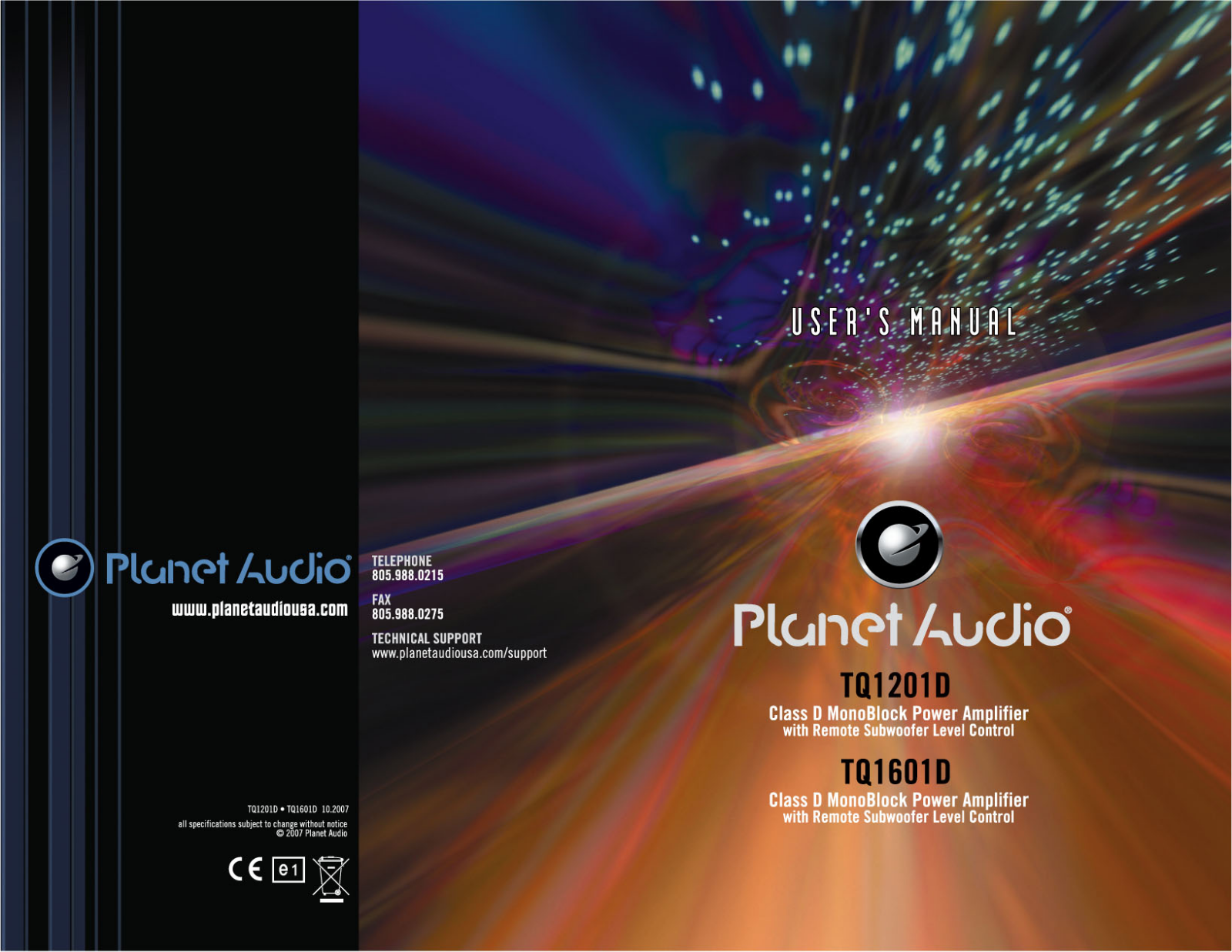 Planet Audio TQ1601D, TQ1201D Users Manual