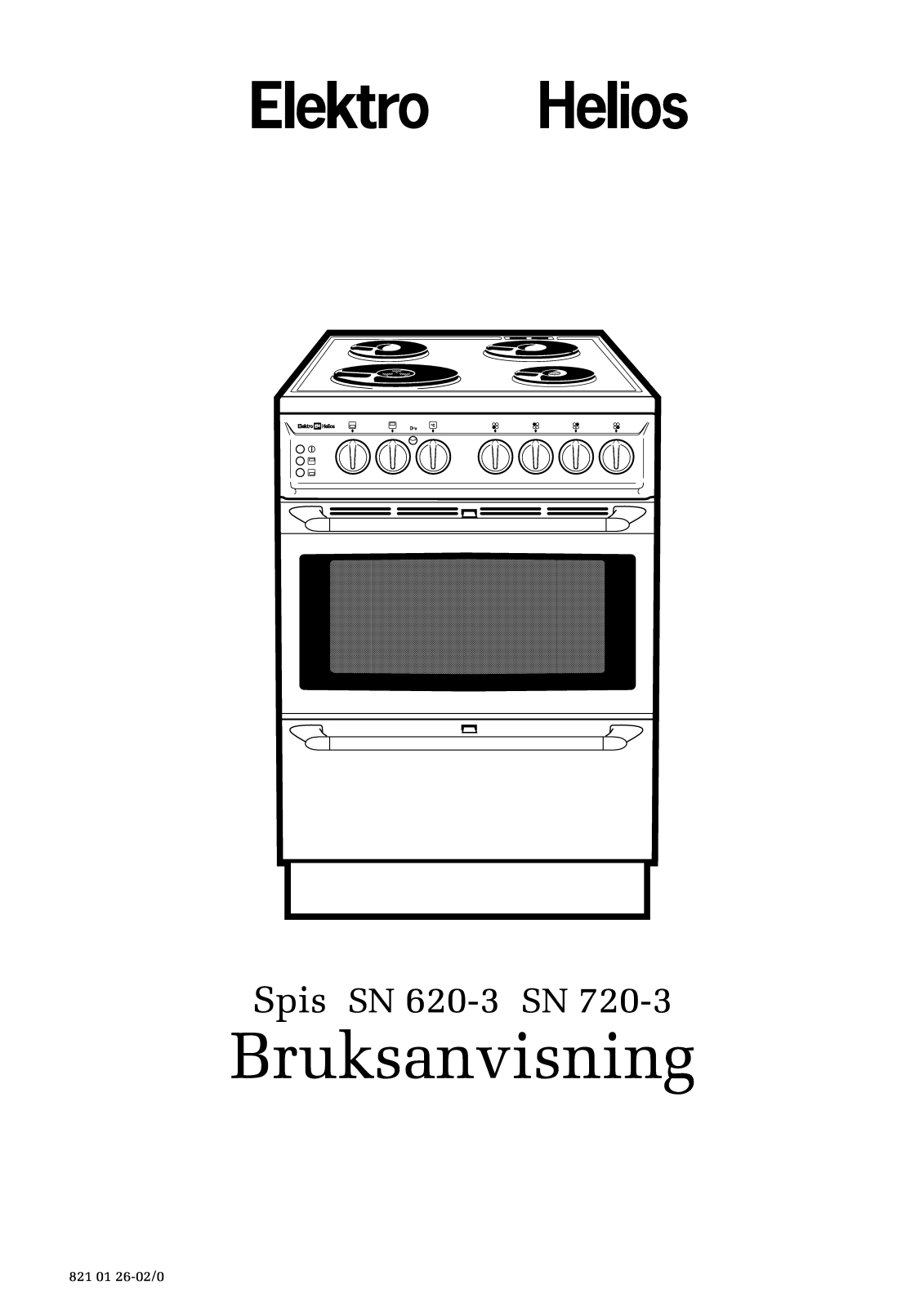 Elektro helios SN720-3, SN620-3 User Manual