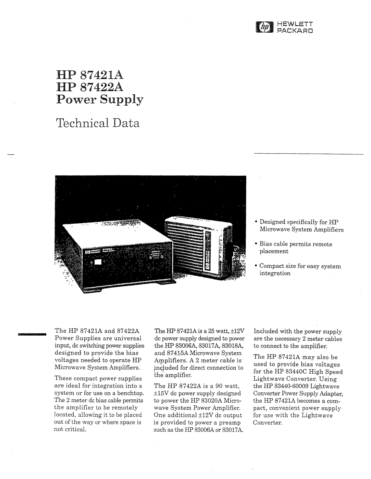 HP (Hewlett-Packard) H7421A, H7422A User Manual