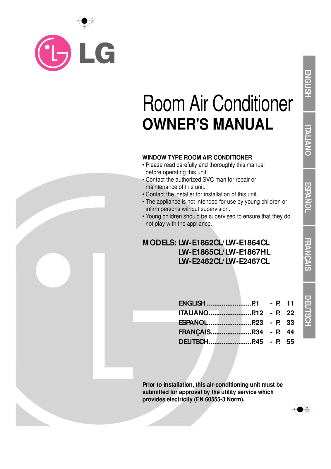 LG LW-E2262CL, LW-E1862CL User Manual
