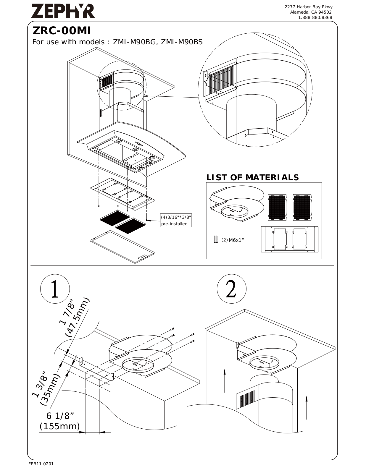 Zephyr ZMIM90BG User Manual