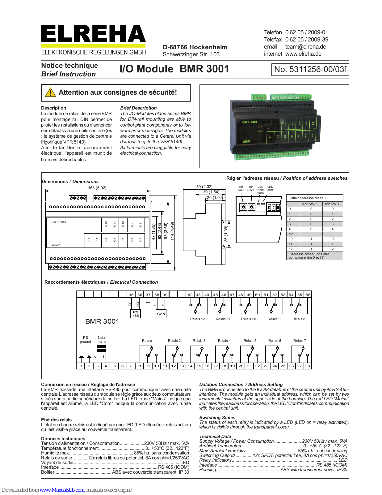 ELREHA BMR 3001 Brief Instruction