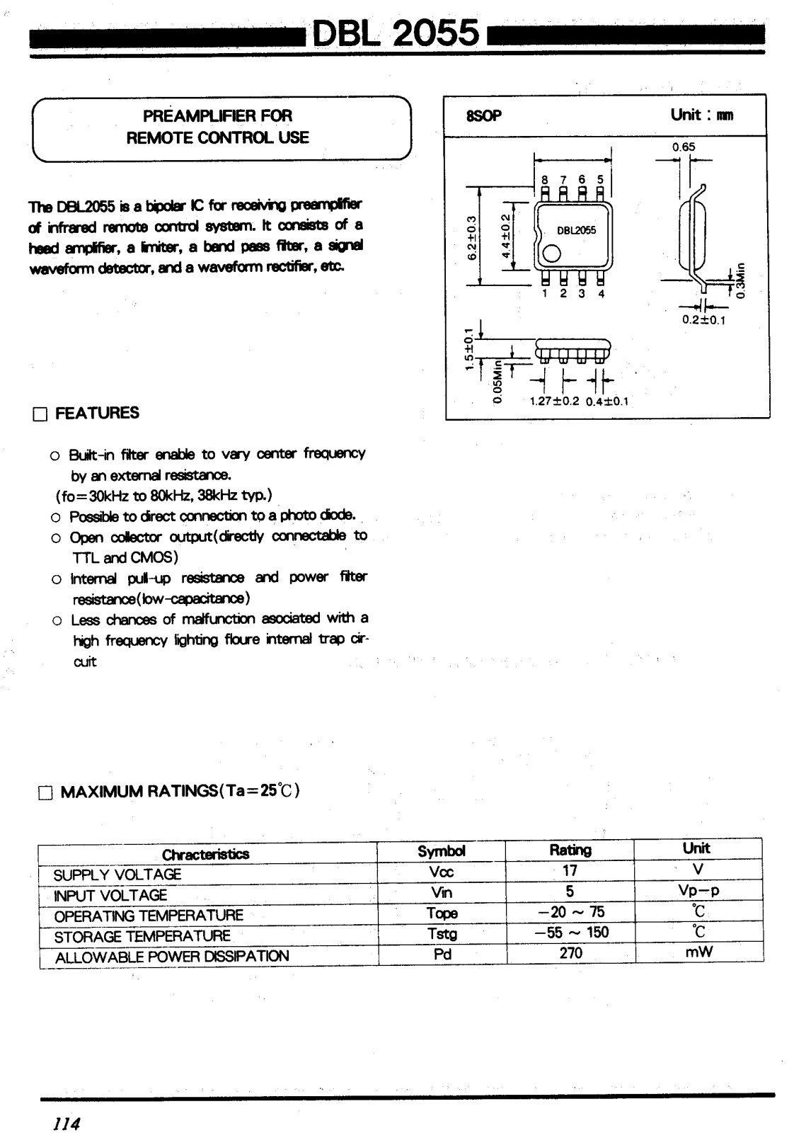 Daewoo Semiconductor DBL2055 Datasheet