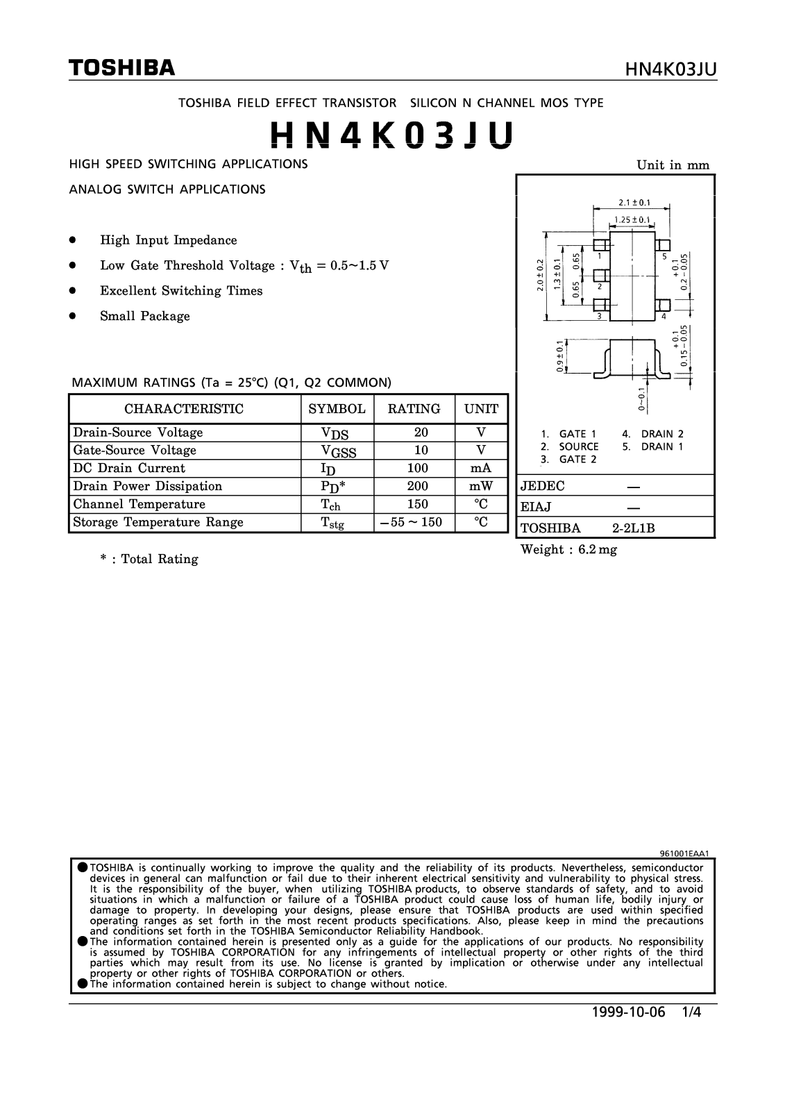 Toshiba HN4K03JU Datasheet