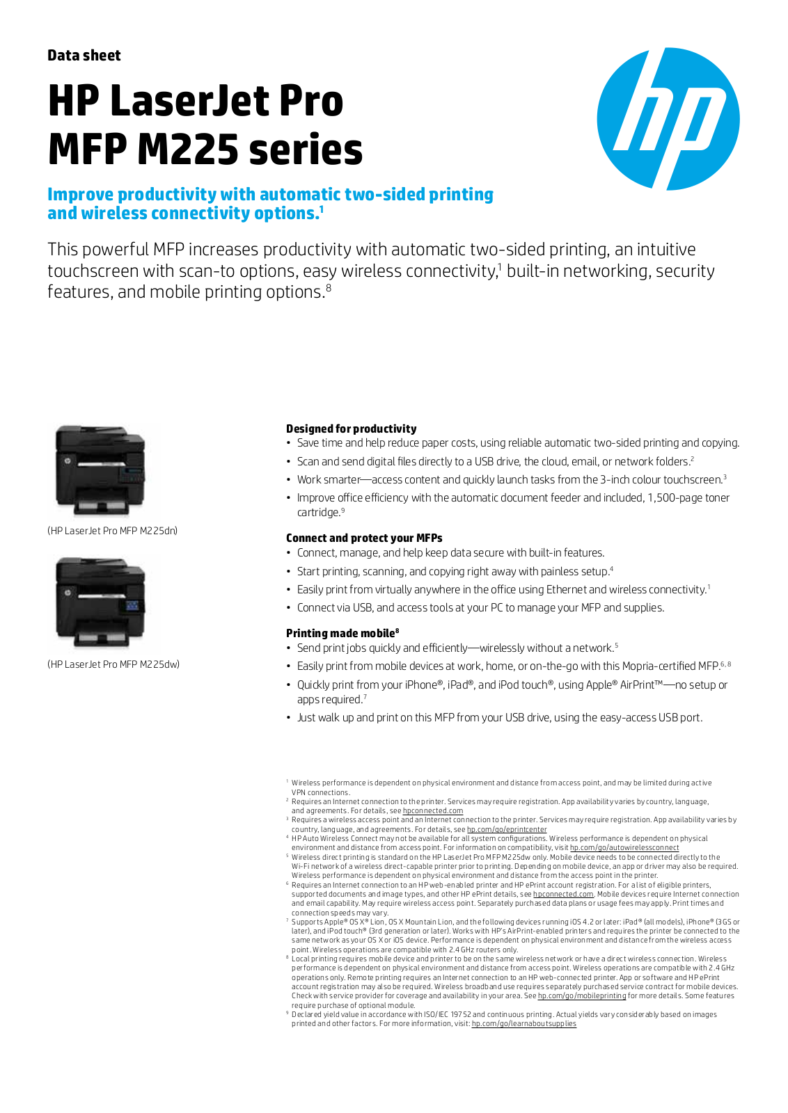 HP m225 Datasheet