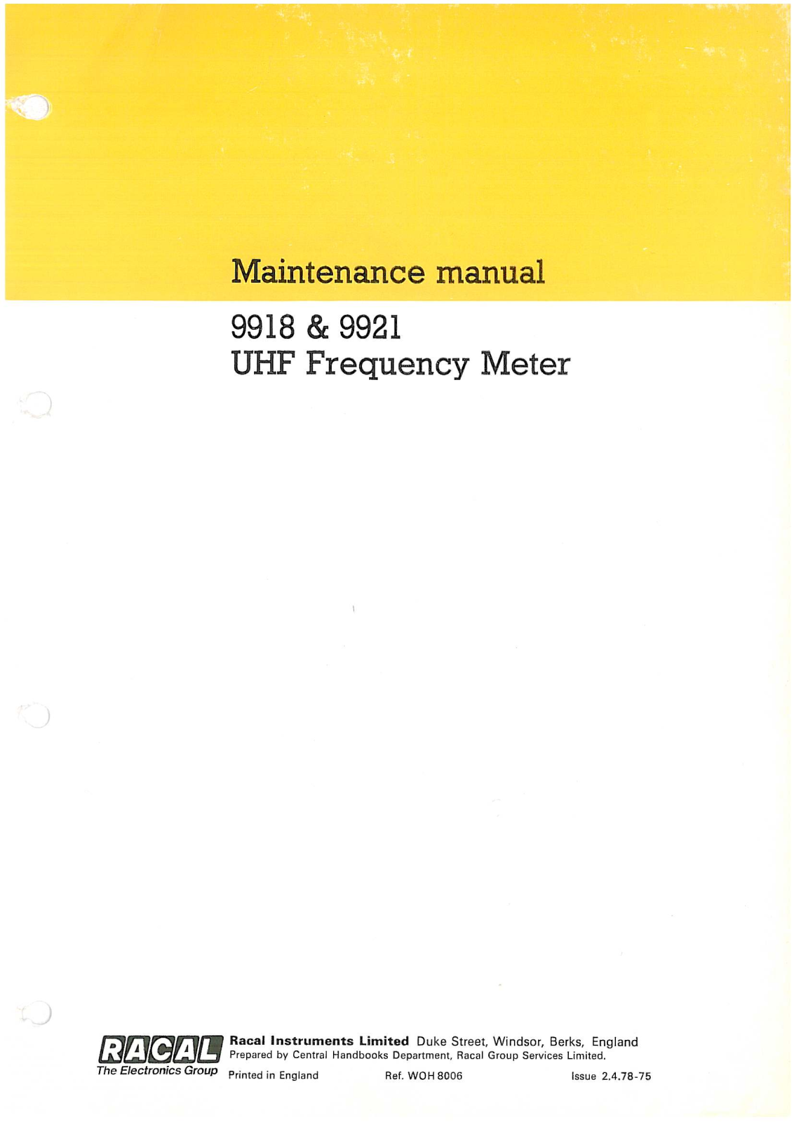 Racal Dana 9921, 9918 service manual