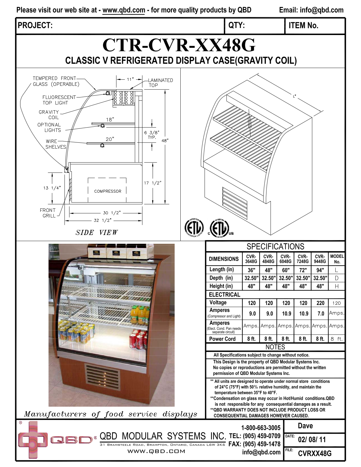 QBD CTR-CVR-XX48G User Manual