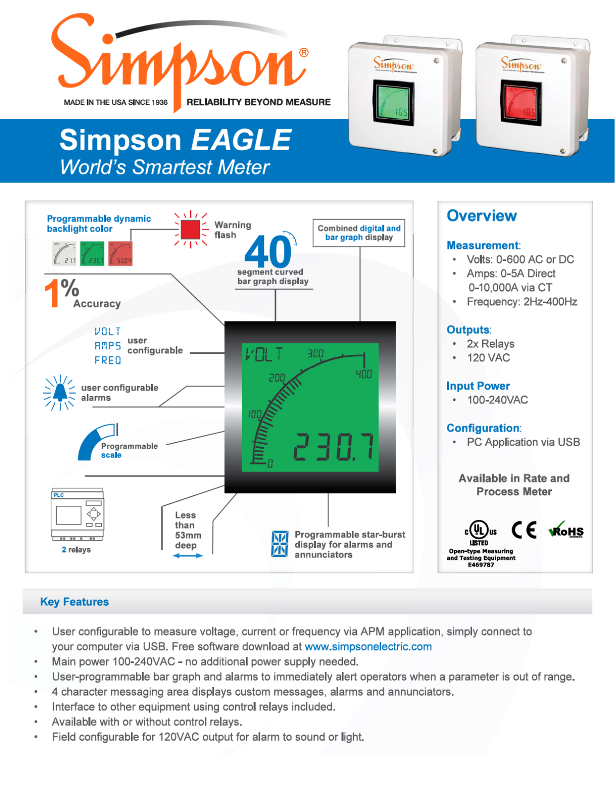 Simpson Electric Eagle Data Sheet