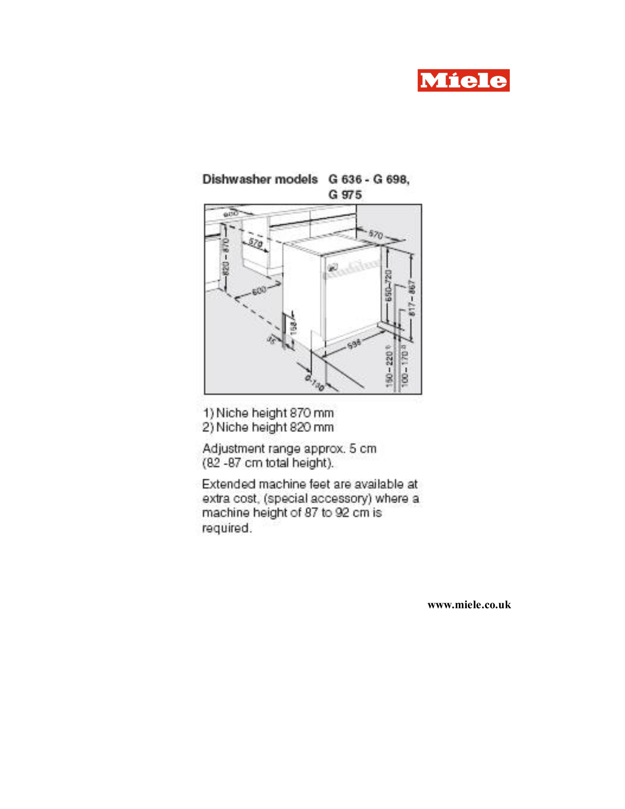Miele G 975 User Manual