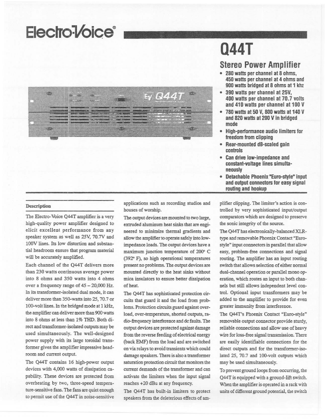 Electro-Voice Q44T User Manual