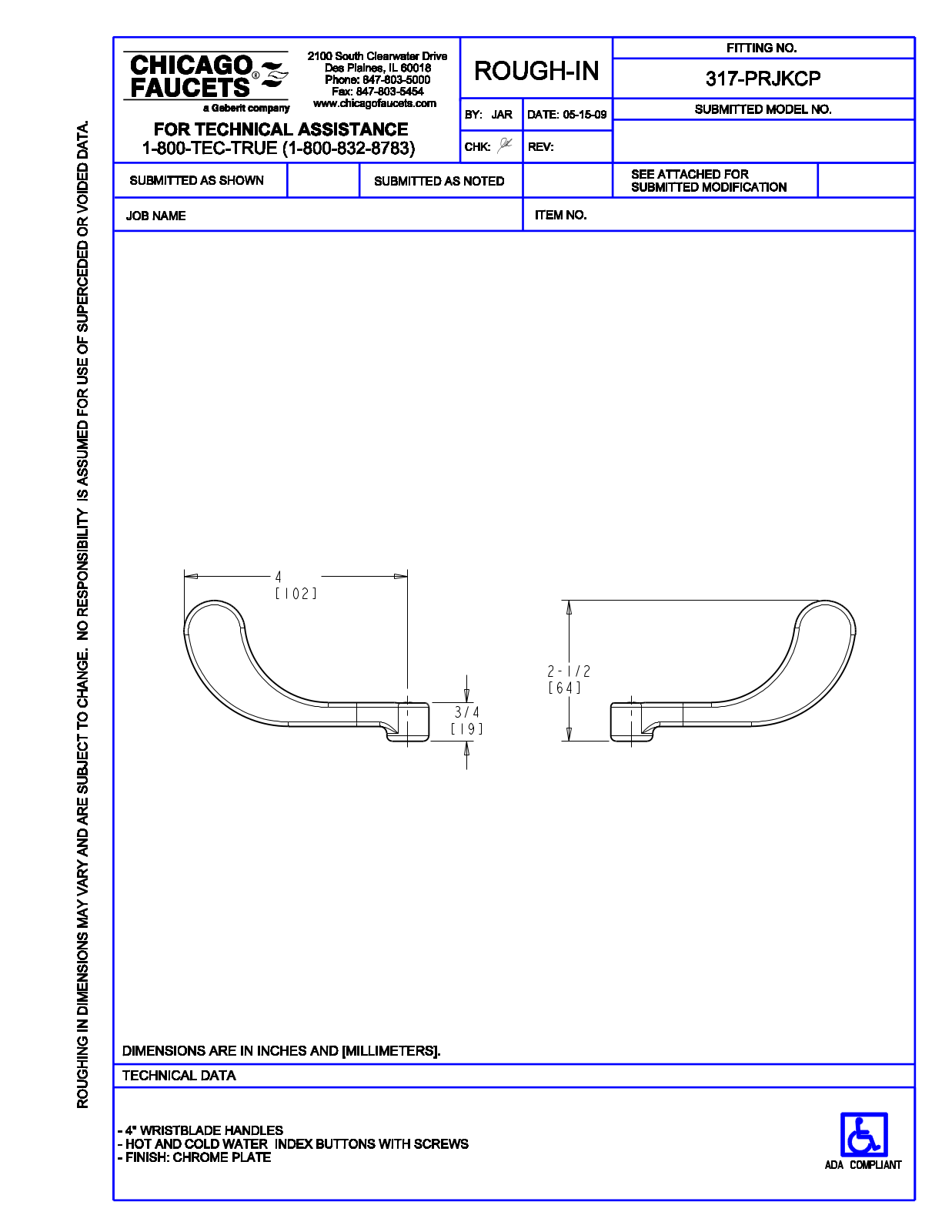 Chicago Faucet 317-PRJK User Manual