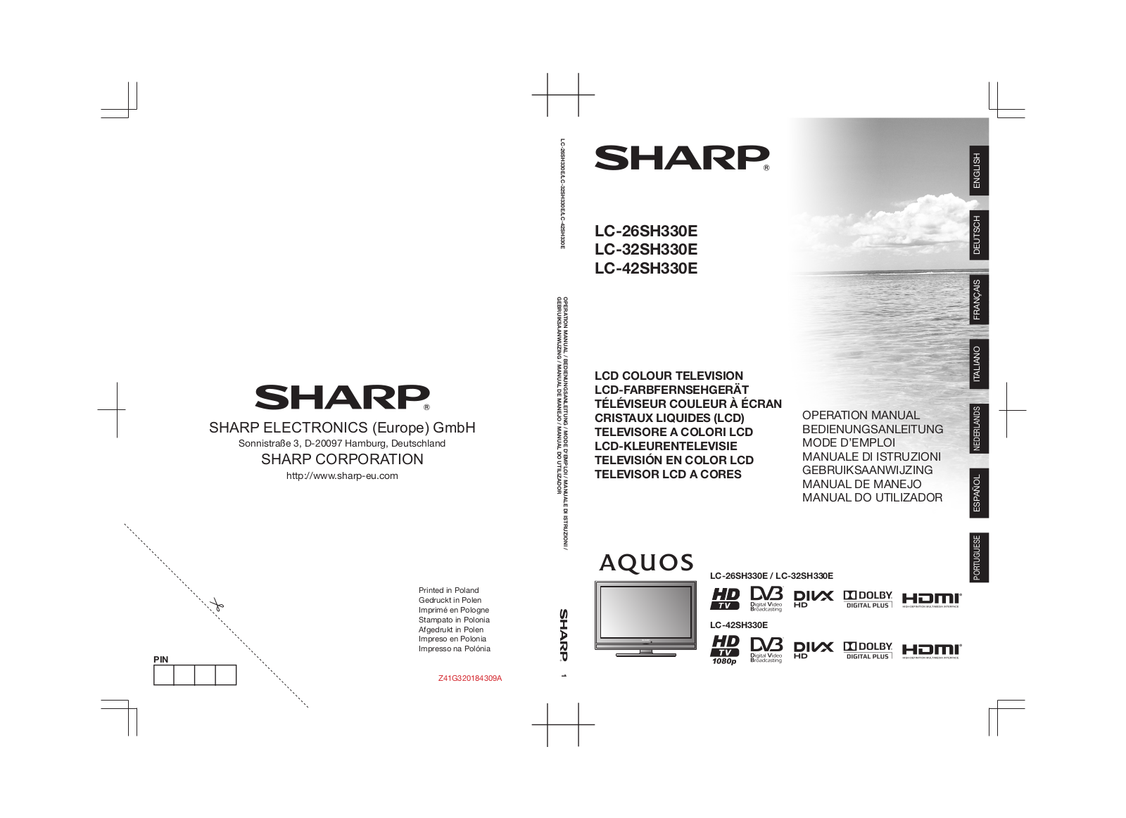 Sharp LC-26SH330E, LC-32SH330E, LC-42SH330E User Manual