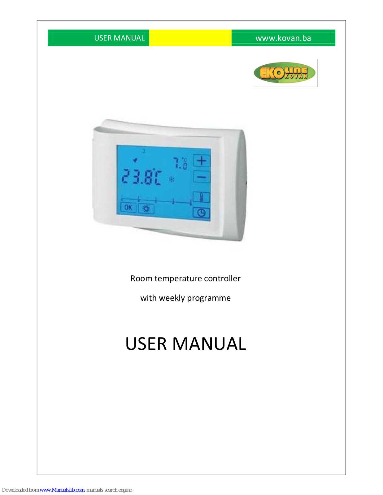 Kovan Room temperature controllerwith weekly programme, Room temperature controller User Manual