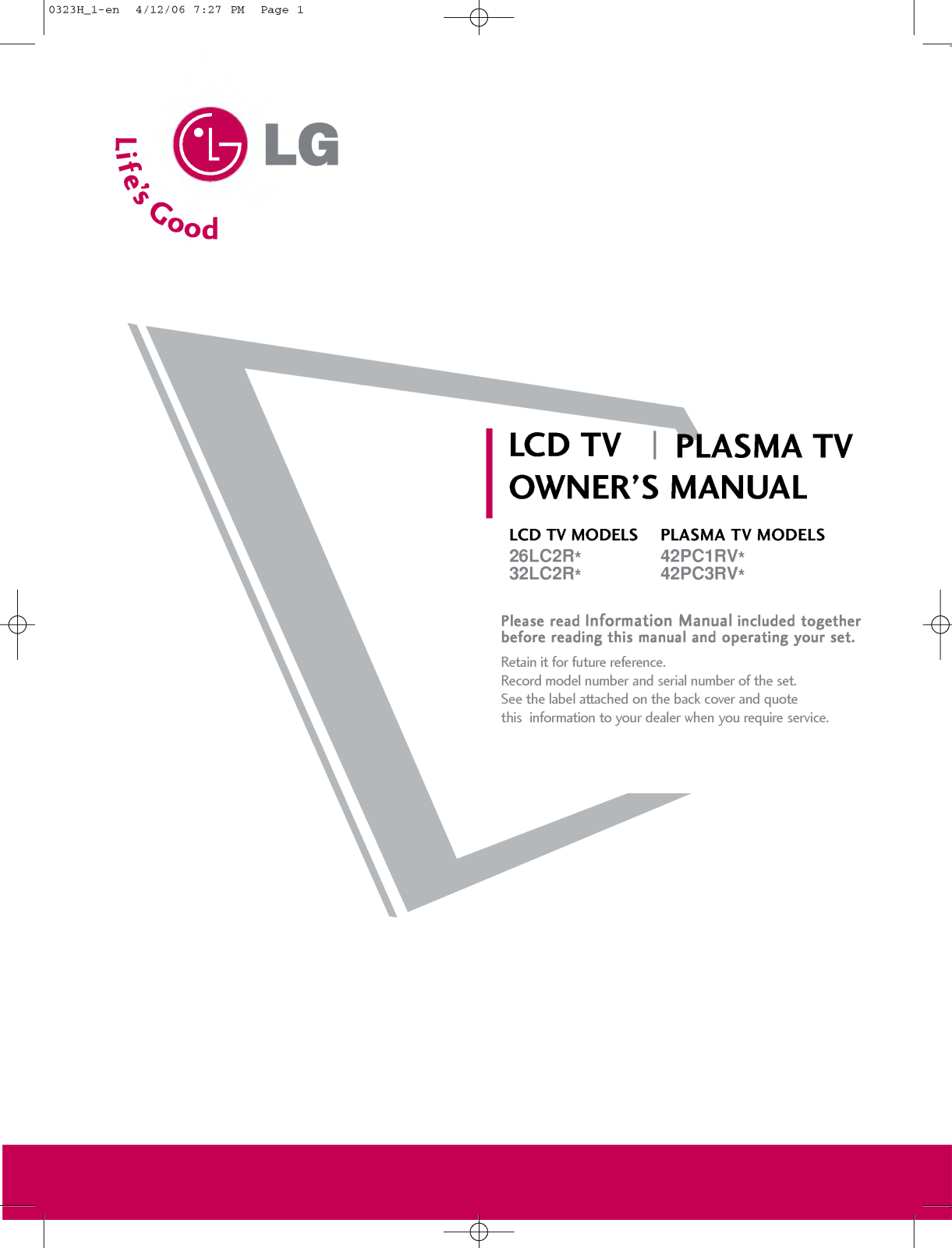 LG 42PC3RV, 42PC3RV-TJ User Manual