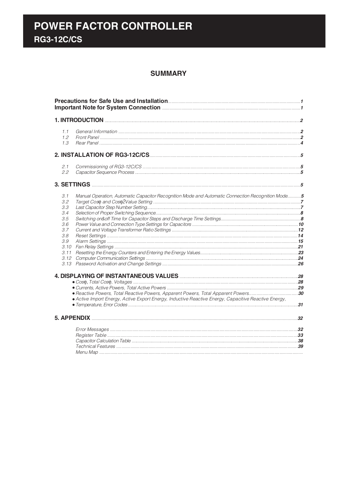 ENTES RG3-12C, RG3-12CS User guide