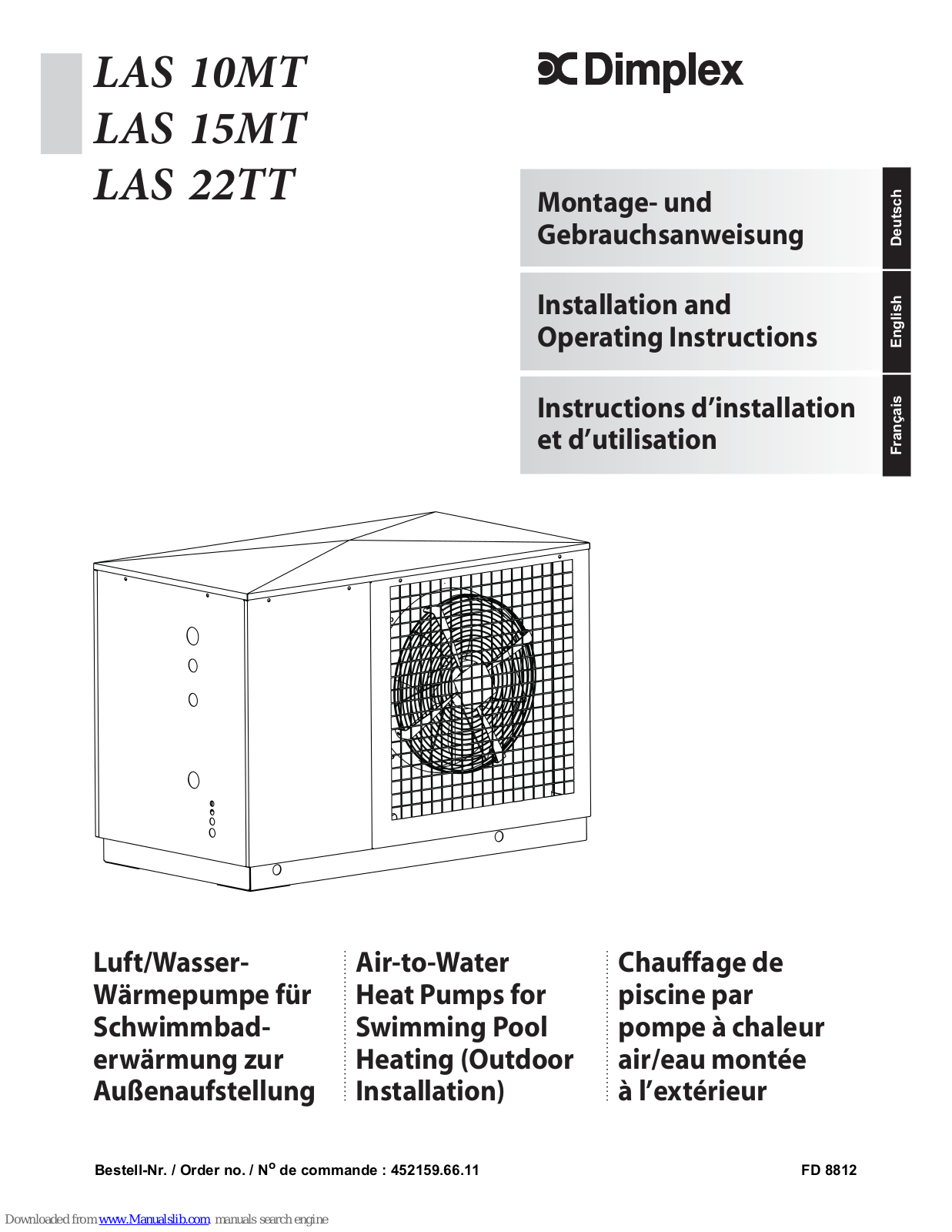 Dimplex LAS 10MT, LAS 15MT, LAS 22TT Installation And Operating Instructions Manual