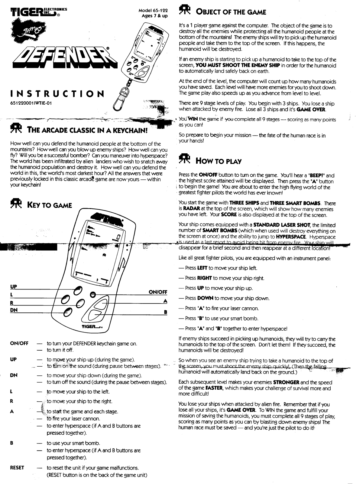 Hasbro DEFENDER User Manual