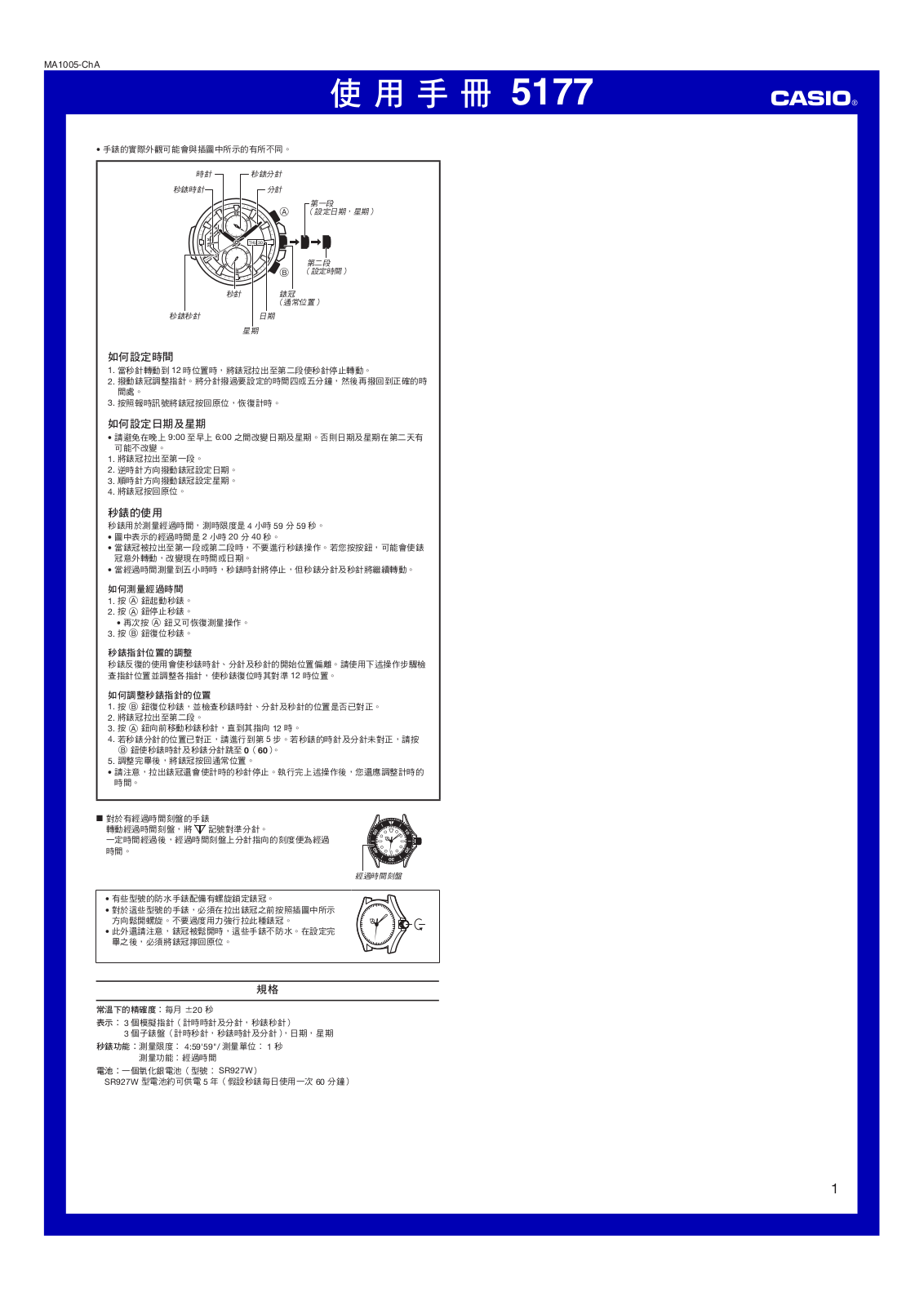 CASIO 5177 User Manual