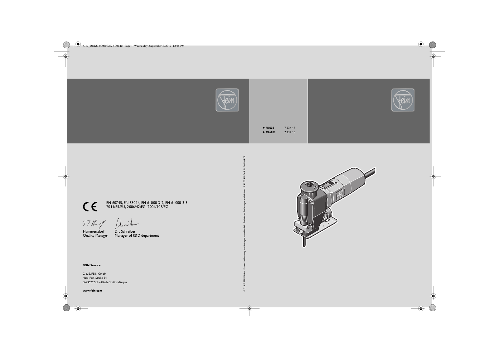 Fein ASte 638, ASt 638 User Manual