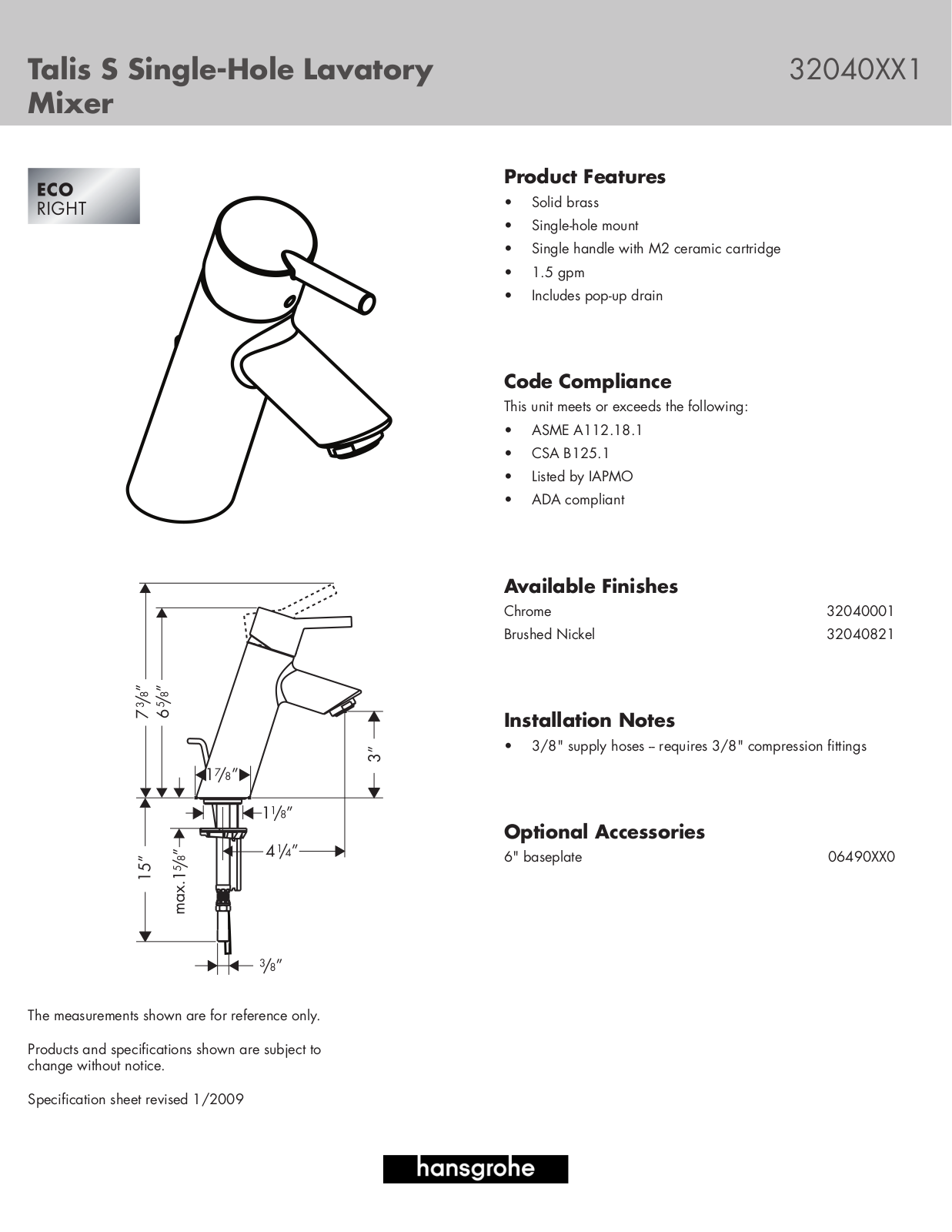 Hans Grohe 32040XX1 User Manual