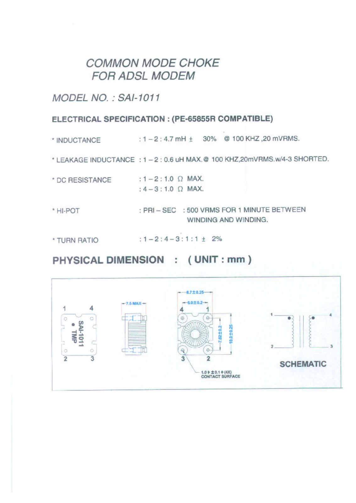 MICRO SAI-1011 Datasheet