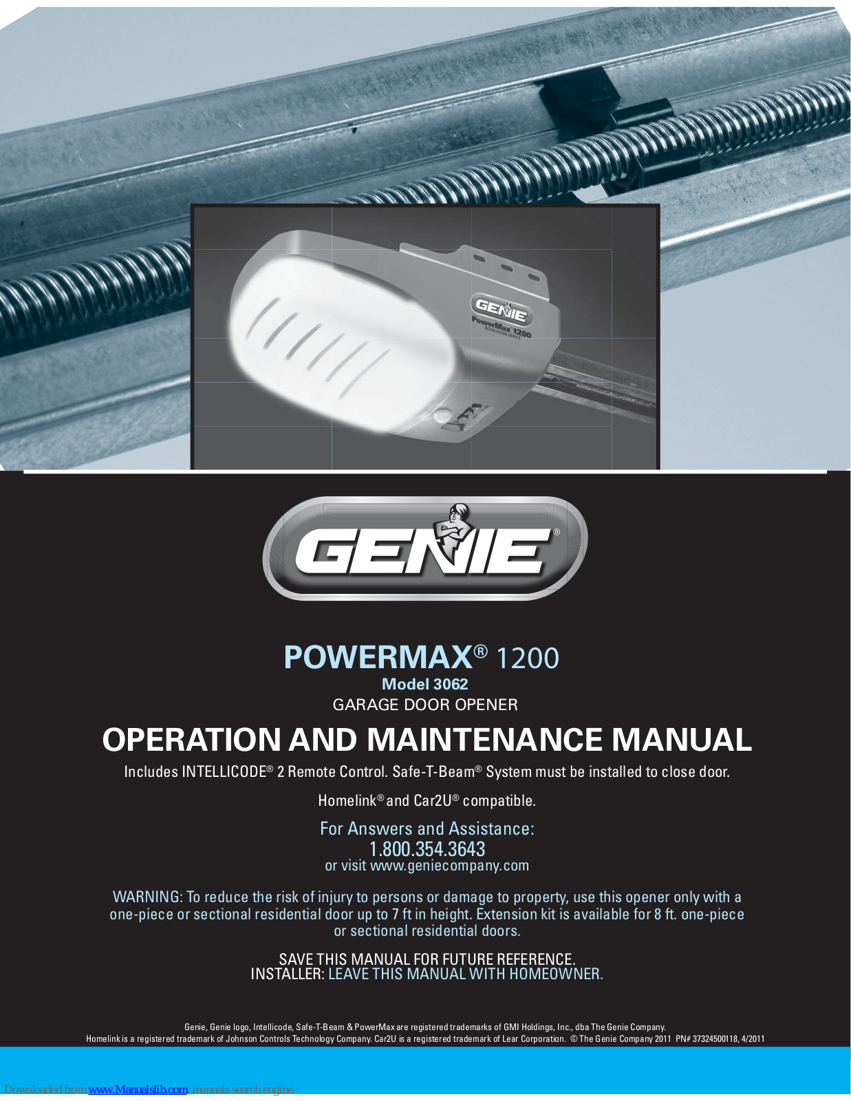 Genie POWERMAX 1200 3062, POWERMAX 1200, 3062 Operation And Maintenance Manual