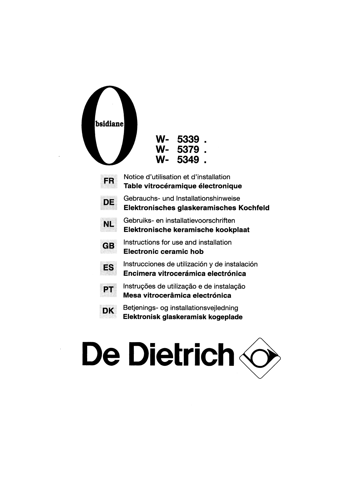 De dietrich WE5339E1, WE5349E1, WE5379E1 User Manual