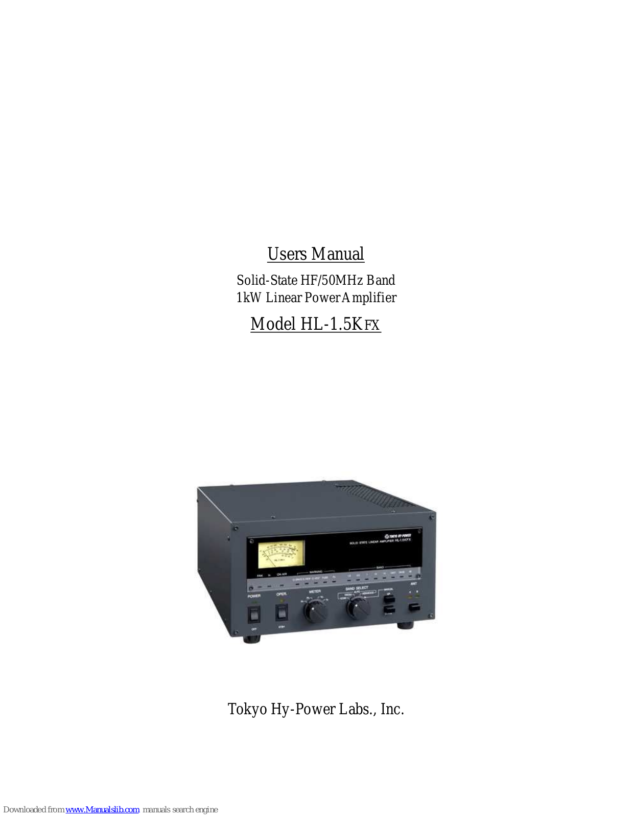 Tokyo Hy-Power HL-1.5KFX User Manual